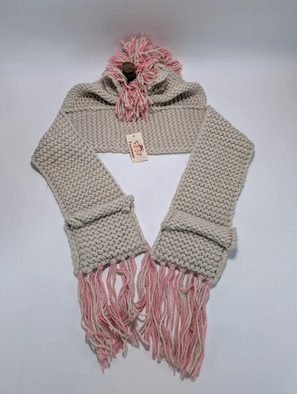 Tacobear Crochet Unicorn Winter Hat with Scarf And Pockets NWT